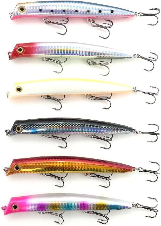 リップレスフローティングミノー 6色セット 12cm 18g シーバス・ヒラメ用フィッシングルアー