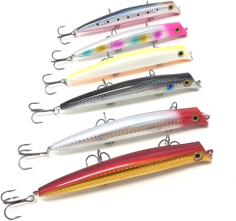 リップレスフローティングミノー 6色セット 12cm 18g シーバス・ヒラメ用フィッシングルアー