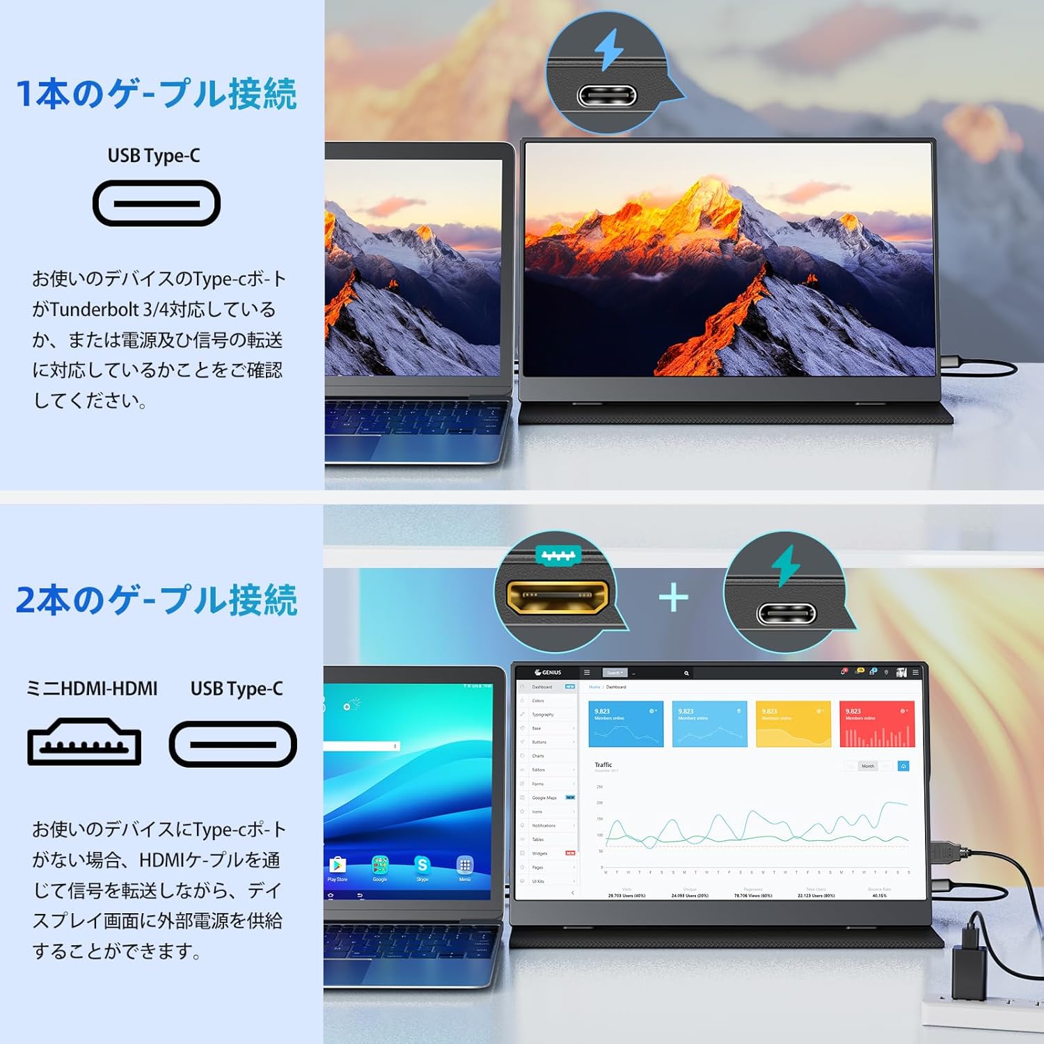 ポータブルモニター 15.6インチ 1080P ゲーミング対応 軽量・スリムタイプ ブラック
