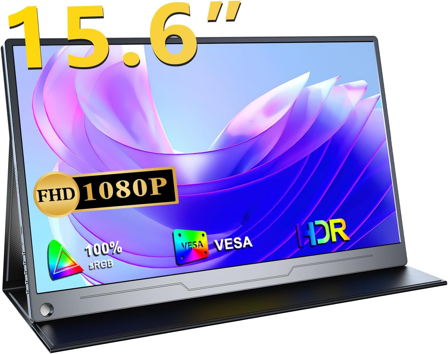 ポータブルモニター 15.6インチ フルHD 1920x1080 IPS ブルーカット 薄型 軽量 VESA対応 ブラック