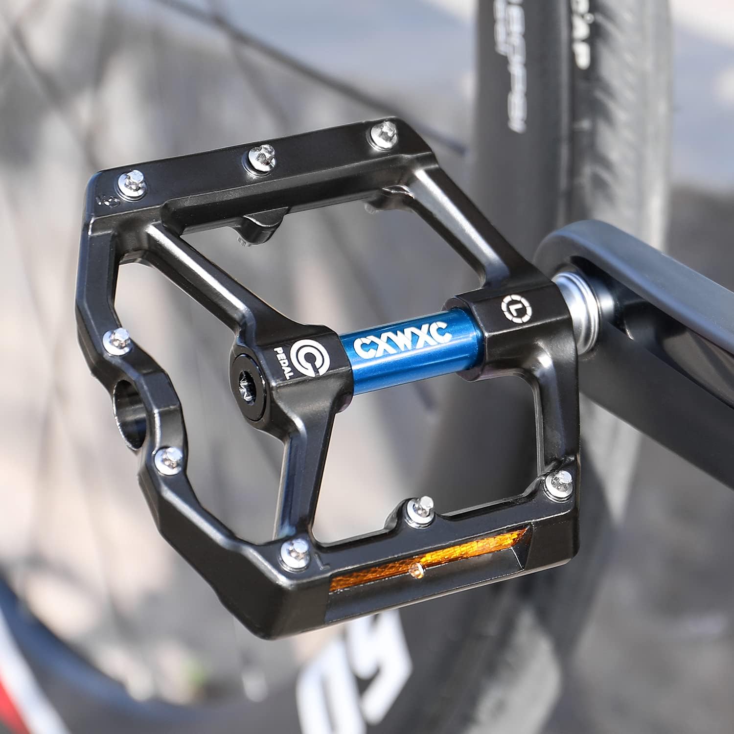 フラットアルミ自転車ペダル リフレクター付 ロードバイク/クロスバイク/MTB用