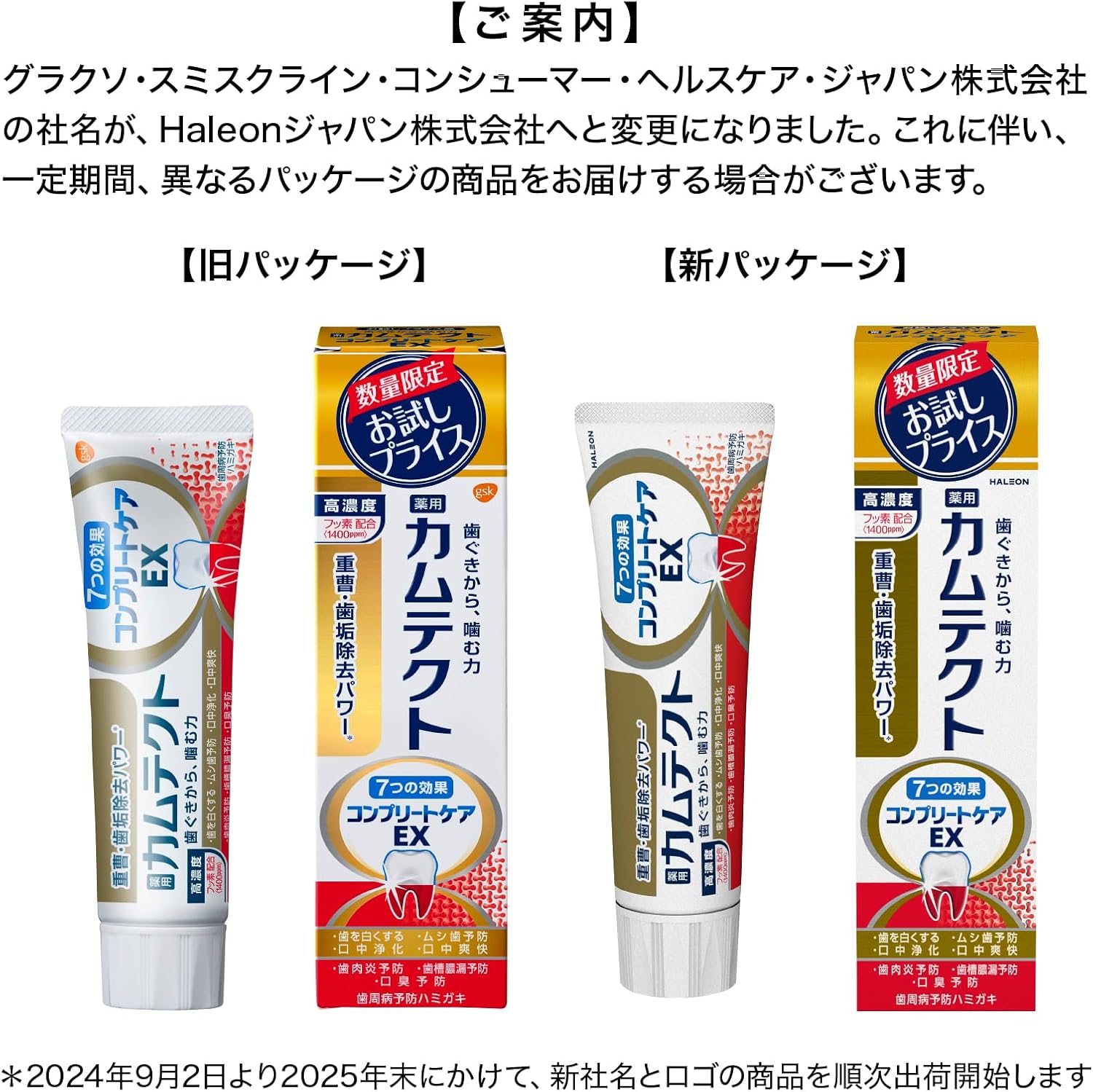 歯周病予防のカムテクト コンプリートケアEX歯磨き粉 お試し品95g 2本セット
