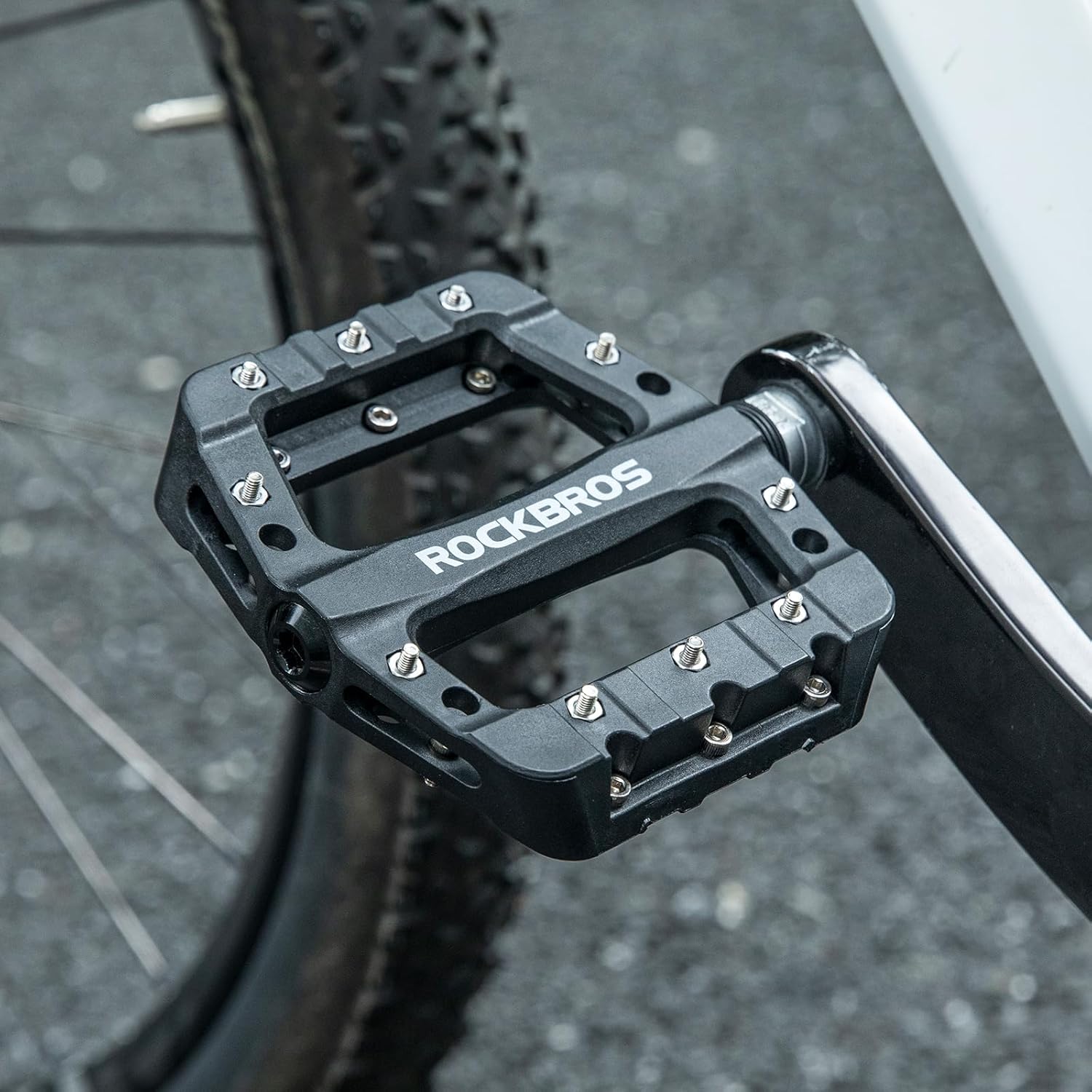 軽量フラットペダル 自転車用 滑り止め 大面積 ナイロン繊維 9/16