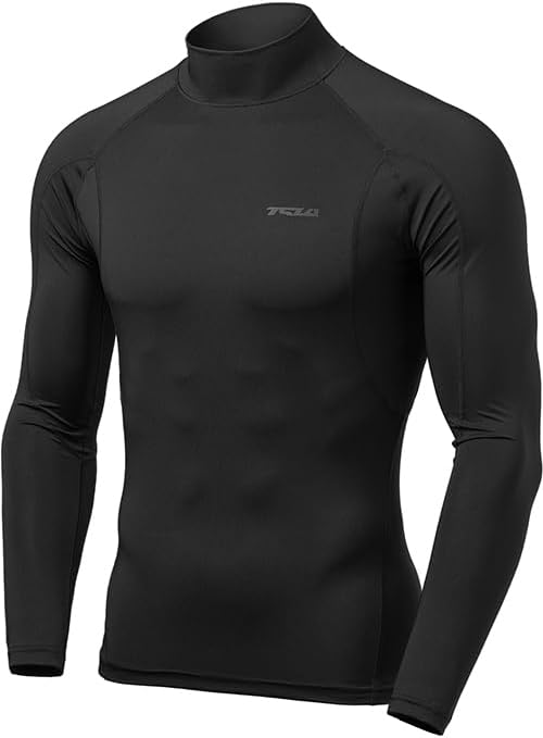 メンズトレーニングウェア 長袖コンプレッションシャツ UVカット 吸汗速乾 ハイネック