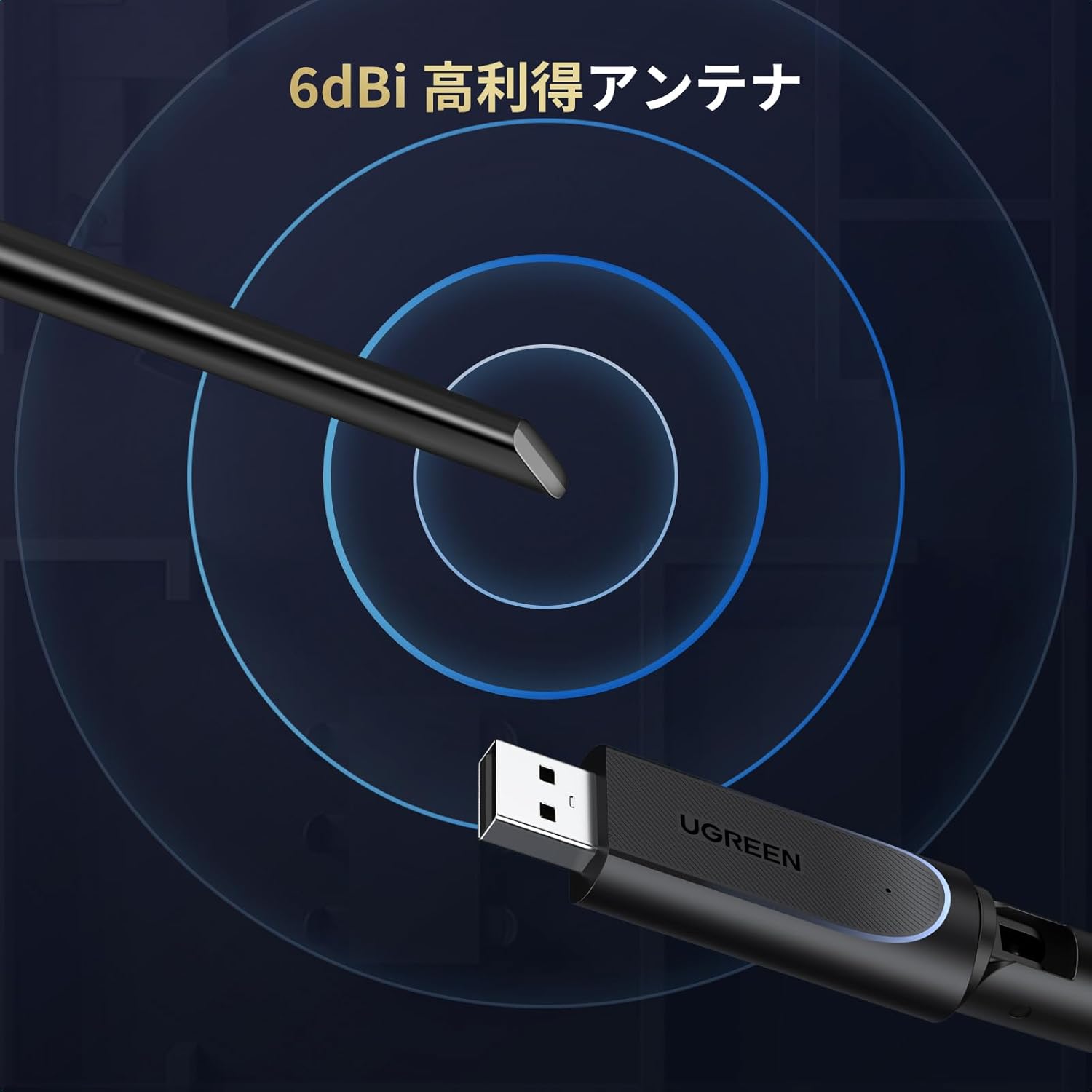 WiFi 6対応 無線LAN子機 886Mbps デュアルバンド 360°回転アンテナ Windows対応