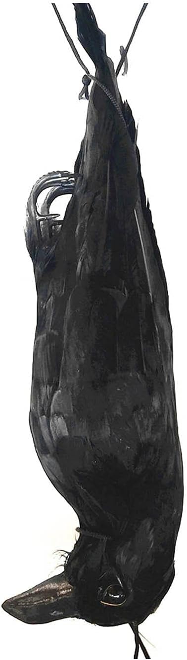 カラス撃退リアル羽毛カラス吊るし型｜簡単設置・サイズ約43x14x10cm
