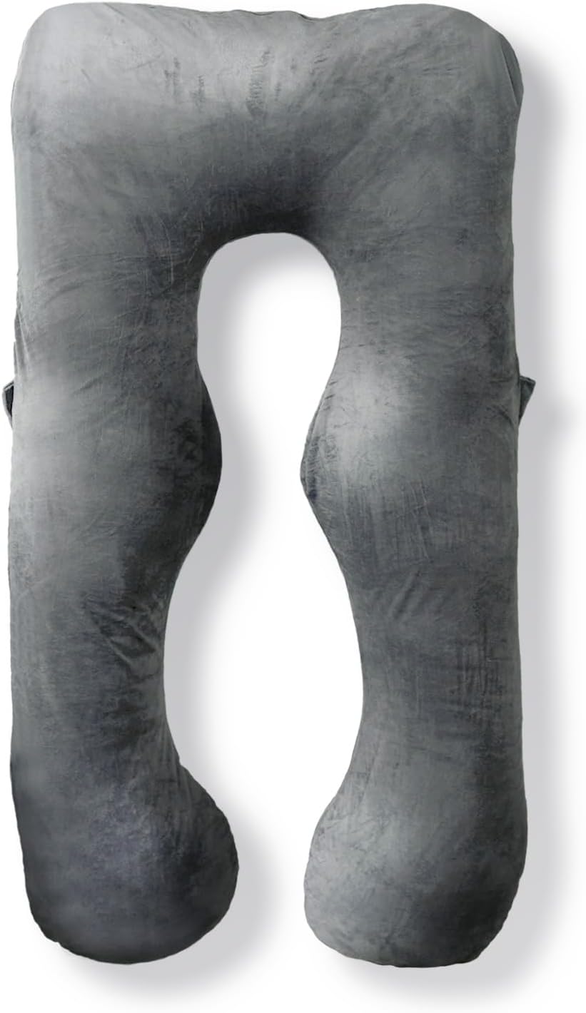 妊婦向け 抱き枕 HUGMIN® 140x80cm 高級ベロア 洗える グレー