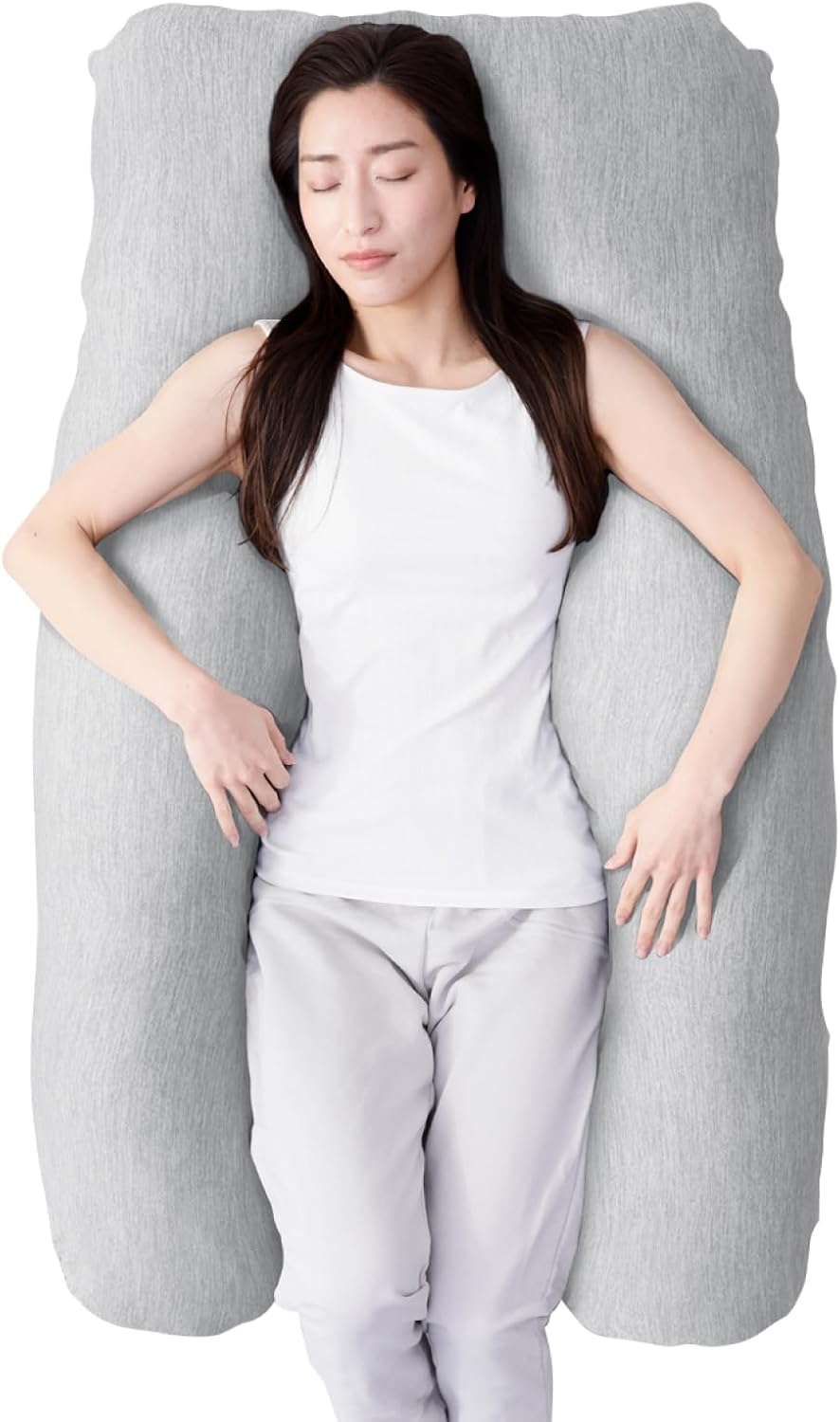 冷感抱き枕 ハグモッチ® 正規品 安眠クッション 妊婦用 大きい洗えるカバー付き クールグレー