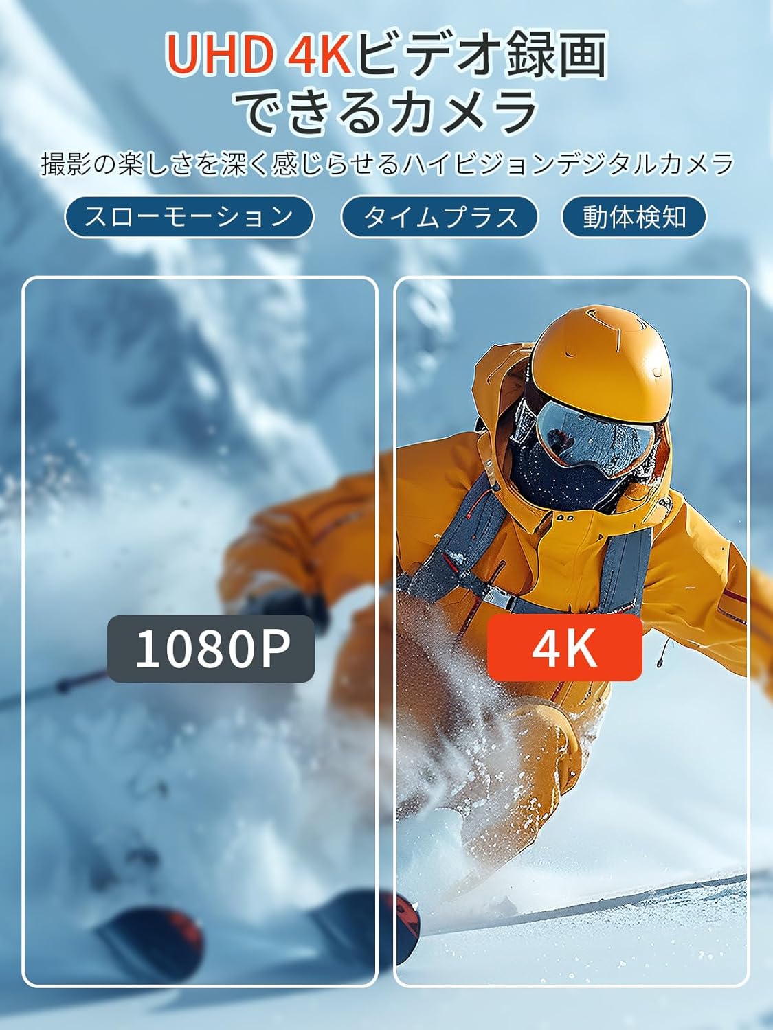 初心者向け 5000万画素デジタルカメラ 懐中電灯機能付き コンパクト 128GBマイクロSDカード付き(クリームホワイト)