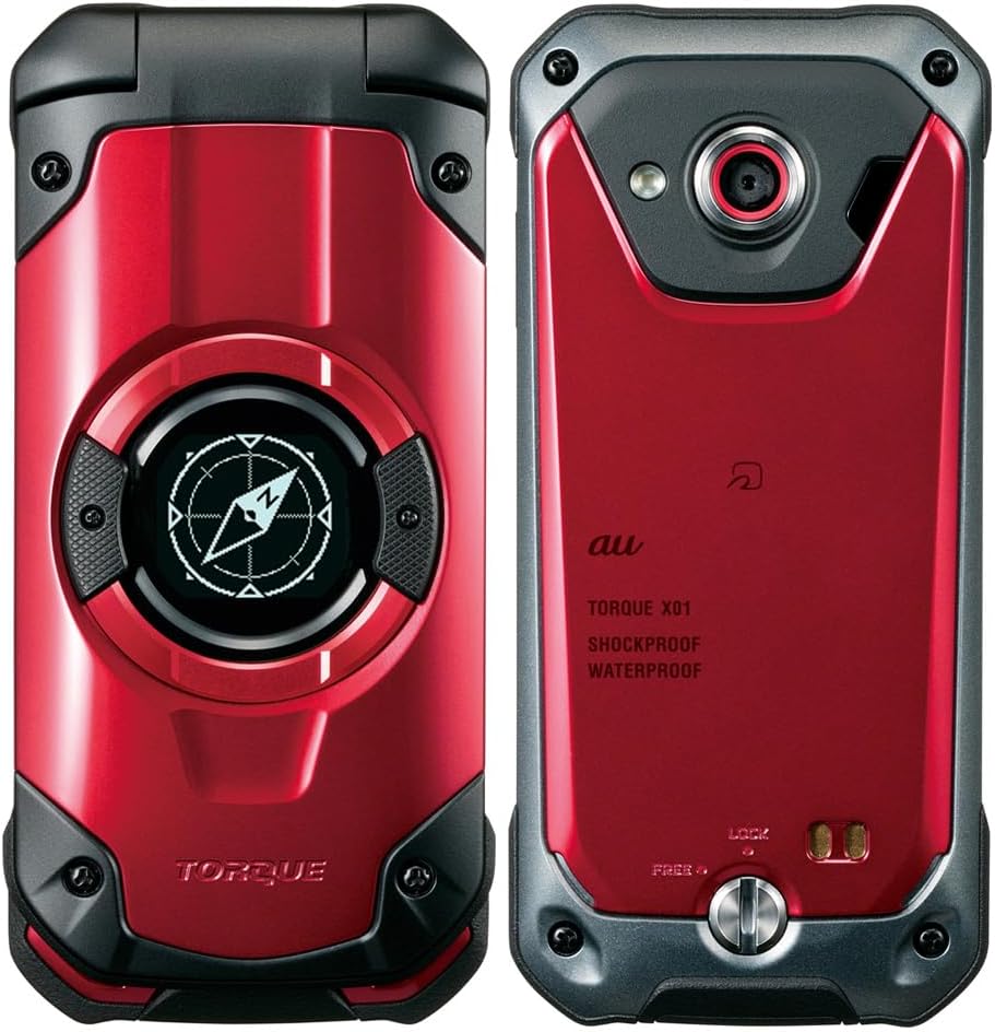 Kyocera TORQUE X01 (KYF33) 折りたたみ式 スマートフォン 3.4インチ 防水 1300万画素 (レッド)