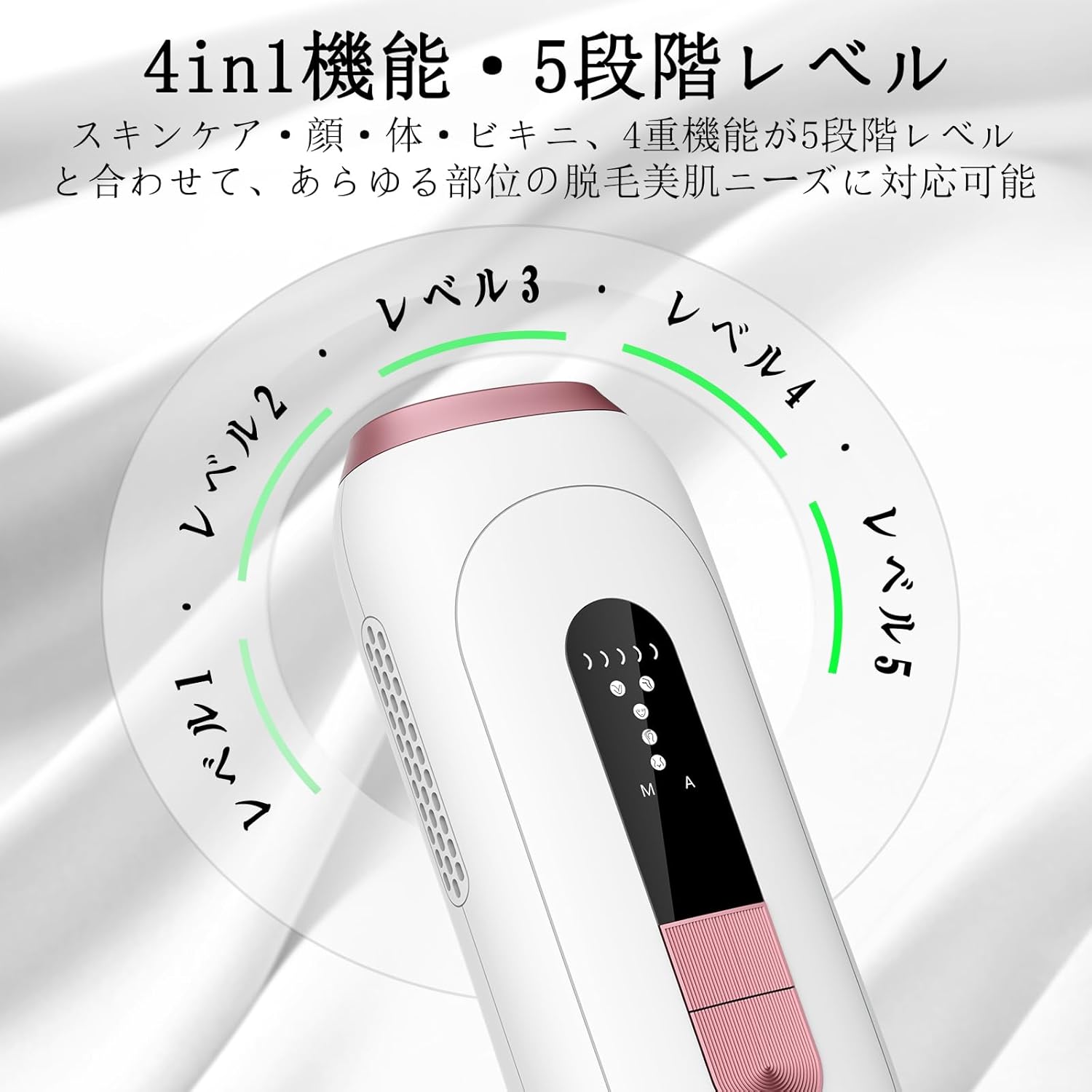 父の日ギフト IPL光脱毛器 メンズ・レディース VIO対応 5段階調節 自宅全身ケア【4つの専用モード】ホワイト