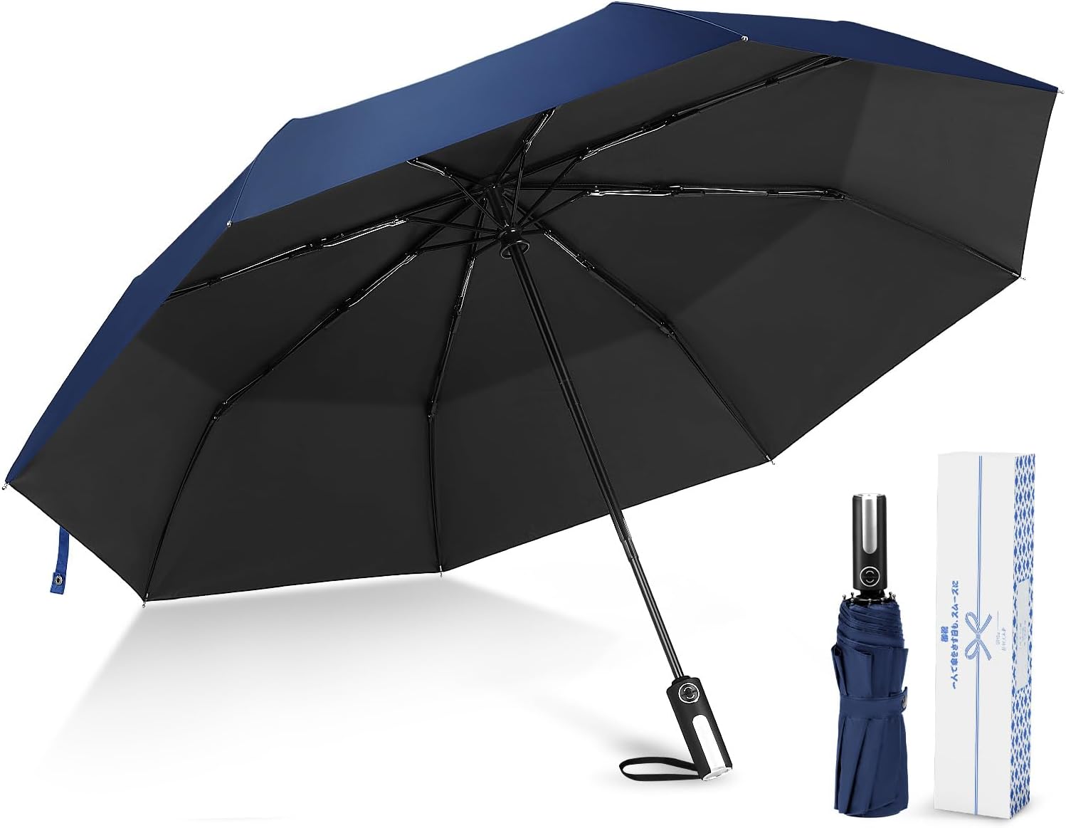 ワンタッチ自動開閉 軽量折りたたみ傘 晴雨兼用 UVカット 男女兼用 直径103cm 収納ポーチ付き