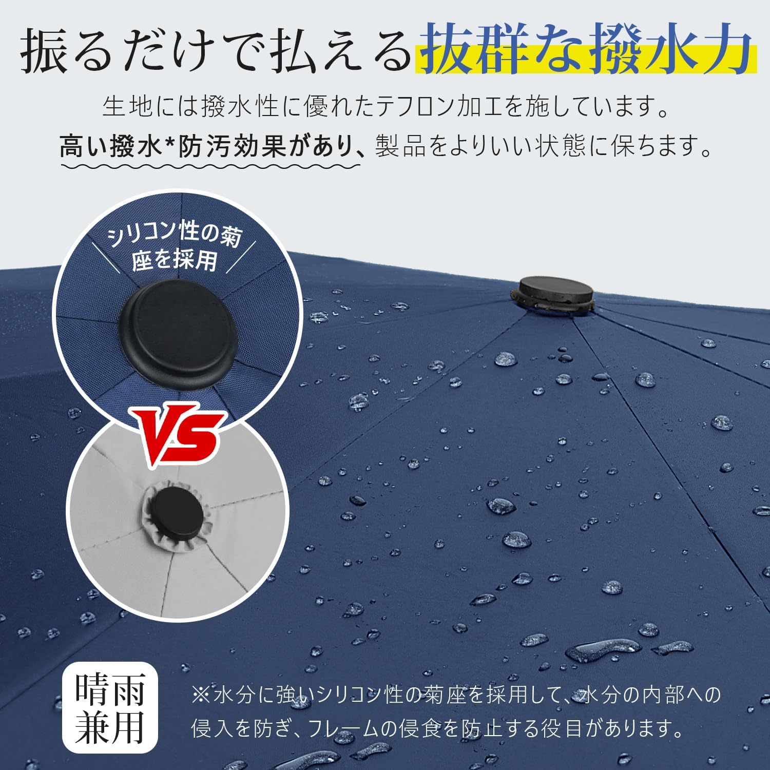 ワンタッチ自動開閉 軽量折りたたみ傘 晴雨兼用 UVカット 男女兼用 直径103cm 収納ポーチ付き