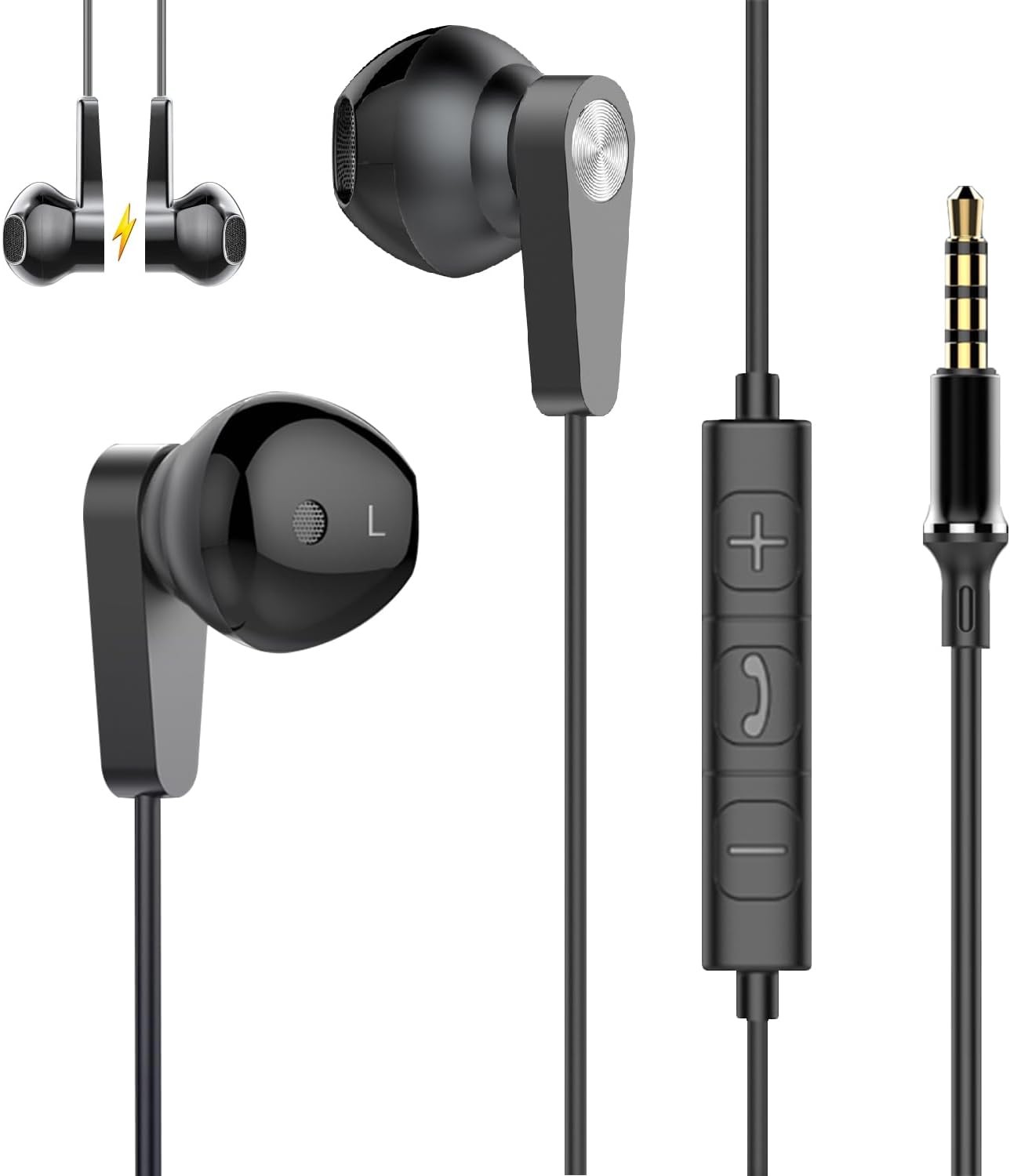 2025年最新設計 3.5mmジャック有線イヤホン HIFI音質・ノイズキャンセリング・マイク付き(黒)