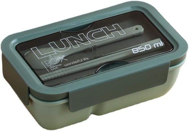 850ml 漏れ防止カトラリー付きランチボックス（グリーン）