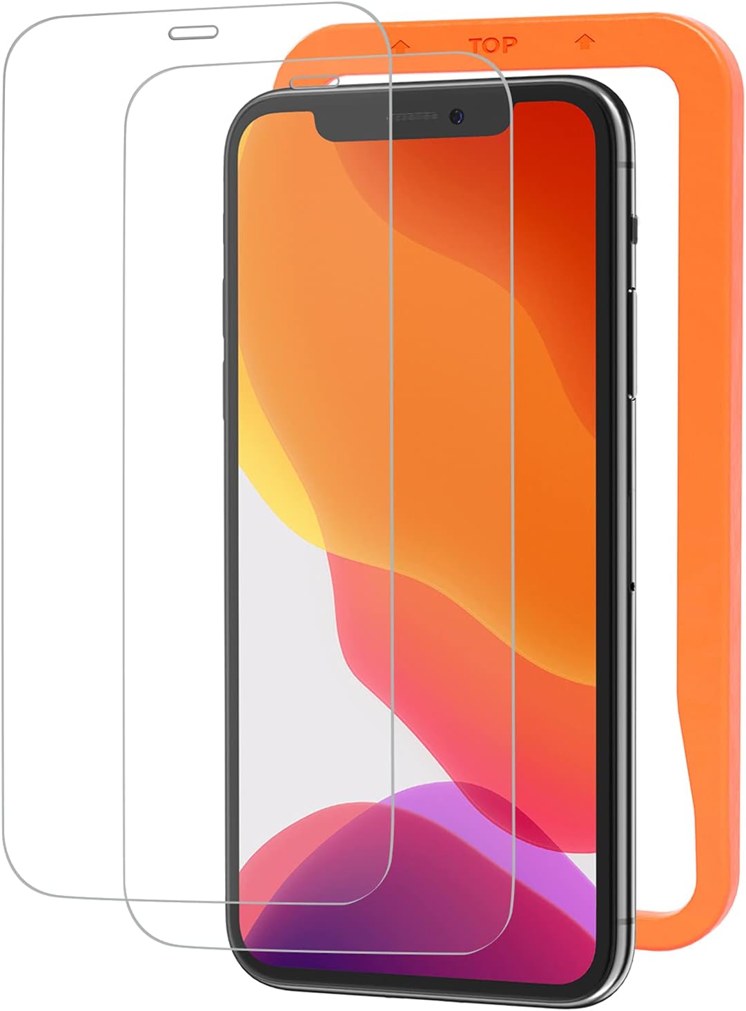 iPhone 11/XR用 強化ガラスフィルム 2枚セット（ガイド枠付き）