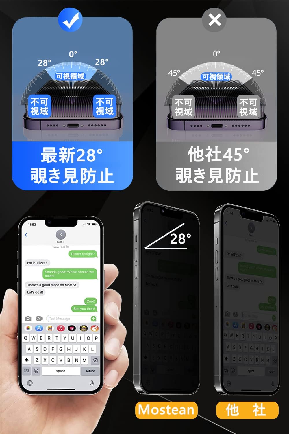 iPhone 11/XR用 硬度10H 強化ガラスフィルム 覗き見防止【指紋防止・貼り付け簡単】日本旭硝子製