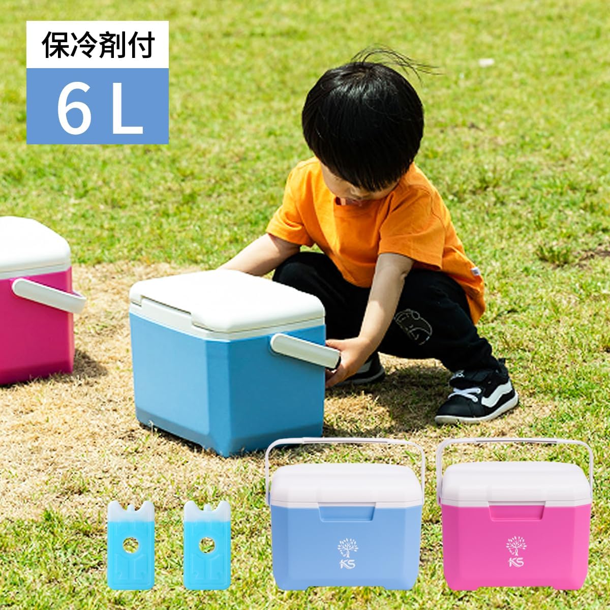 小型軽量クーラーボックス 6L 保冷剤付き アウトドア・キャンプ用 5色展開