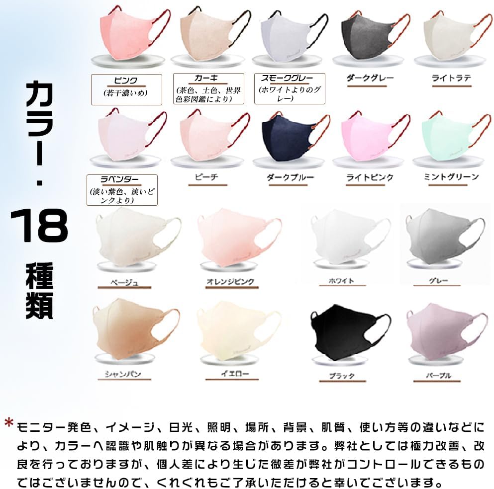 立体バイカラー不織布マスク55枚入 - 大人・子供用、冷感・通気性タイプ