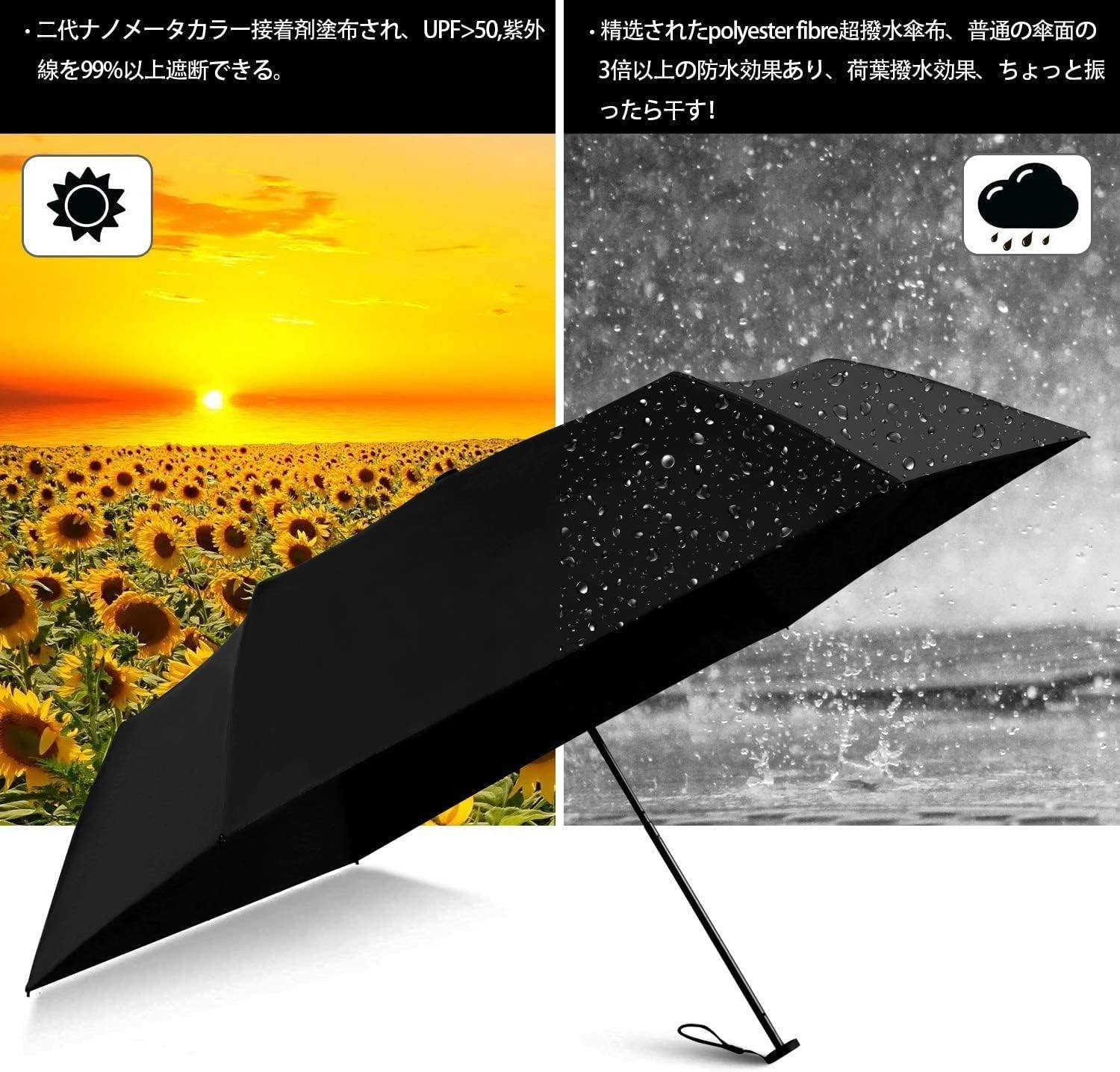 軽量折りたたみ傘 UVカット99.9% 晴雨兼用 92g アルミマグネシウム合金製