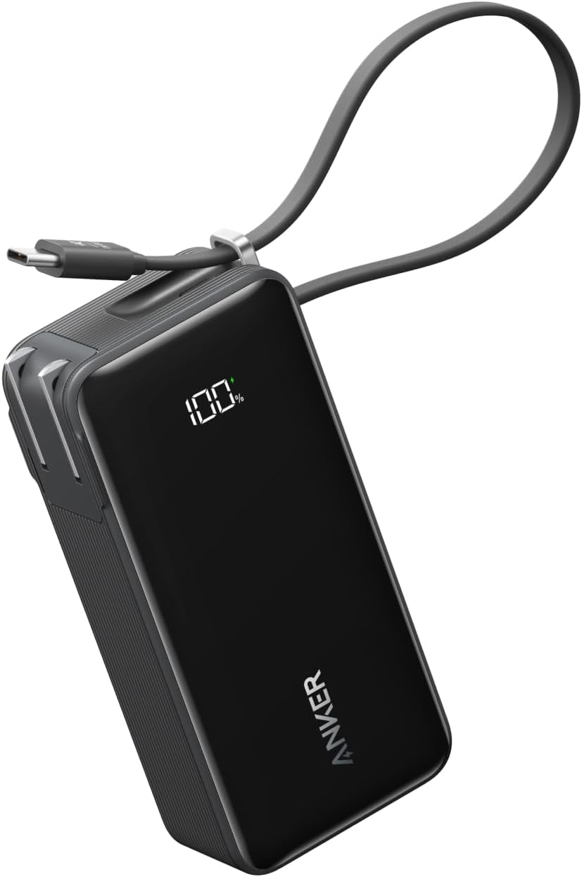 Anker モバイルバッテリー 10000mAh USB-C一体型 30W出力 ブラック