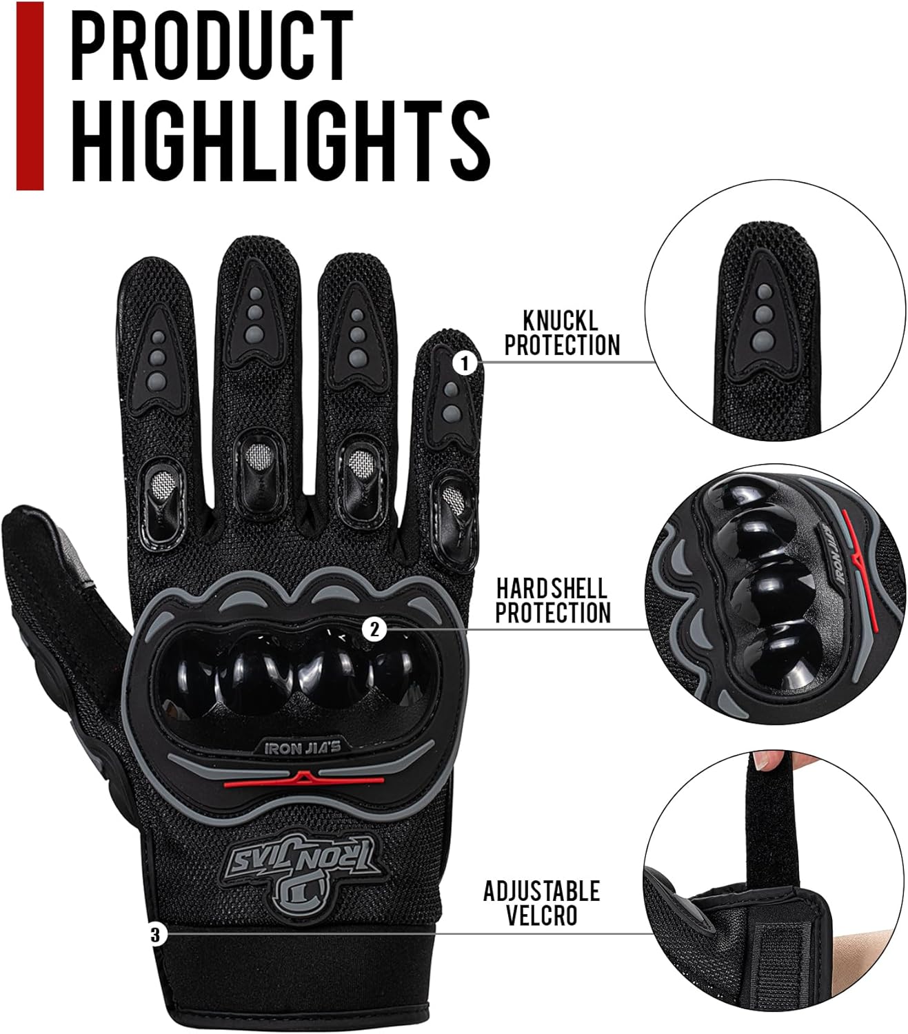 バイク用夏の耐衝撃通気性グローブ スマートフォン対応 すべり止め