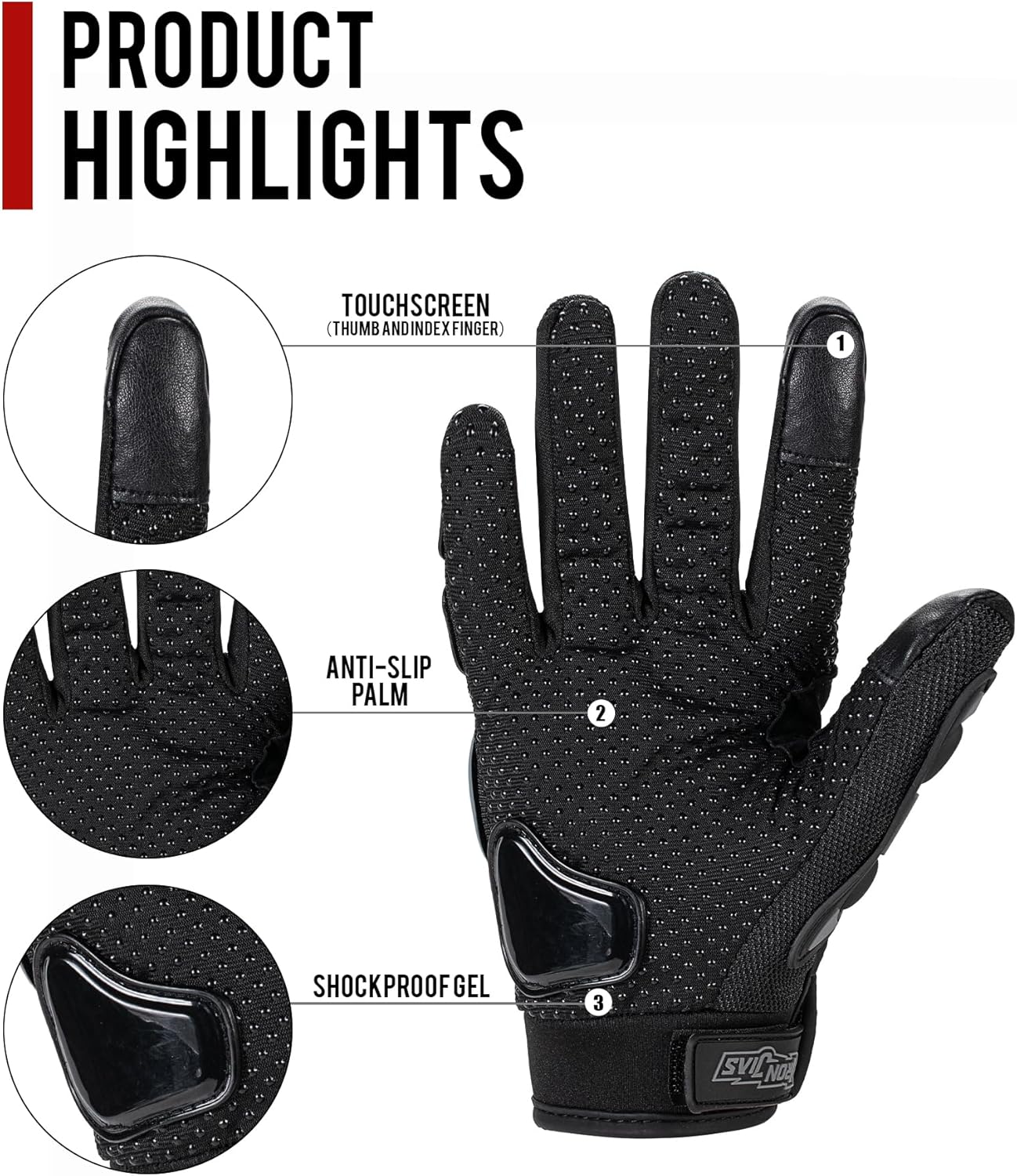 バイク用夏の耐衝撃通気性グローブ スマートフォン対応 すべり止め