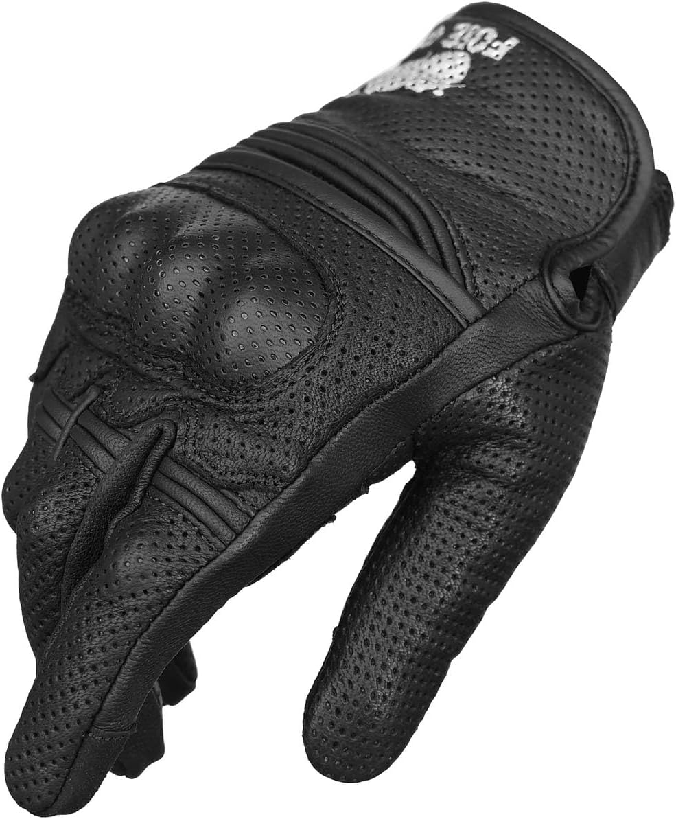 夏用本革ゴートスキンバイクグローブ KDR-RC-GL2S (ブラック, M)
