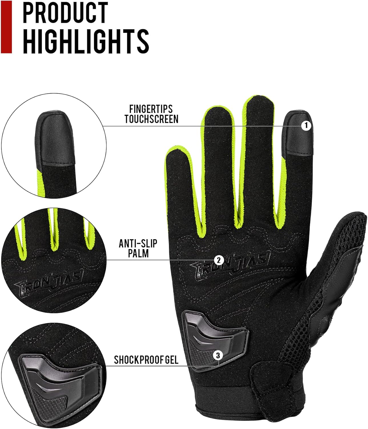 春夏用 バイク グローブ 通気性 カーボン レザー タッチパネル対応 (グリーン, L)