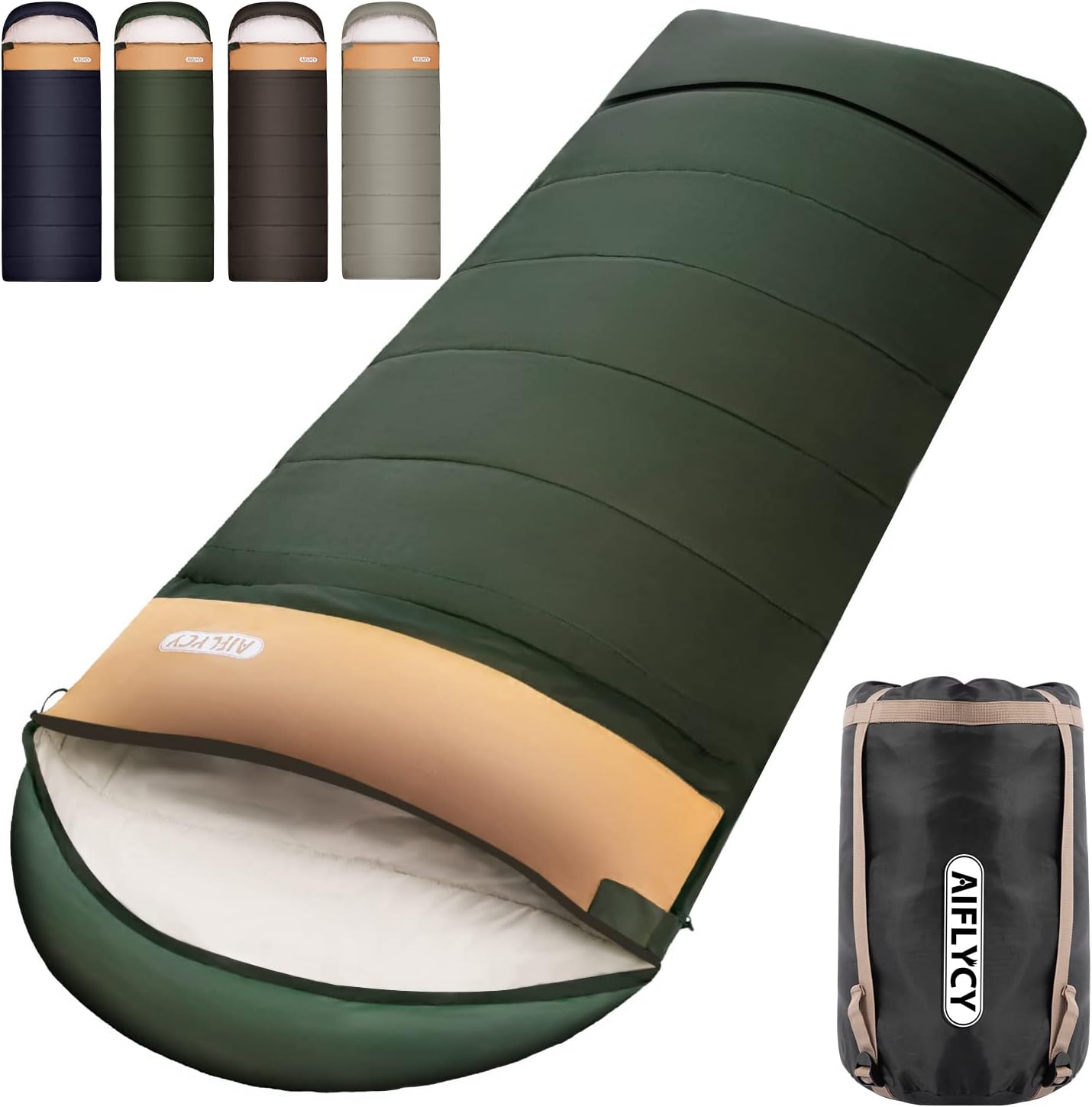 オールシーズン対応 軽量シュラフ 寝袋 - 二重保温・230T防水・快適温度-15℃-25℃【選べるサイズ1.8Kg/1.0Kg/2.2Kg/1.4Kg】
