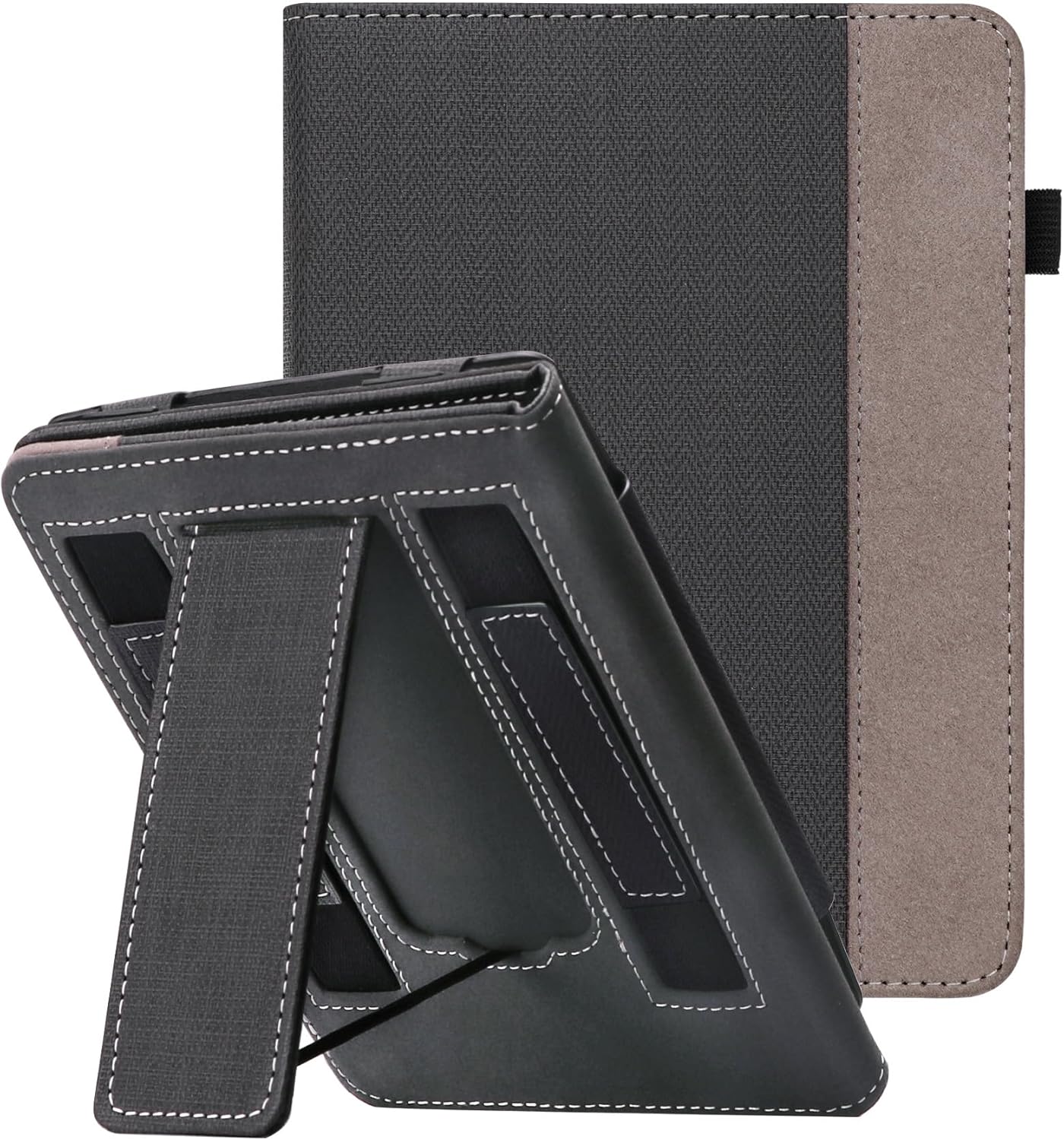 Kindle Paperwhite 第12世代(2024年発売)用 PUレザーケース ブラック - スタンド機能・オートウェイク・全面保護