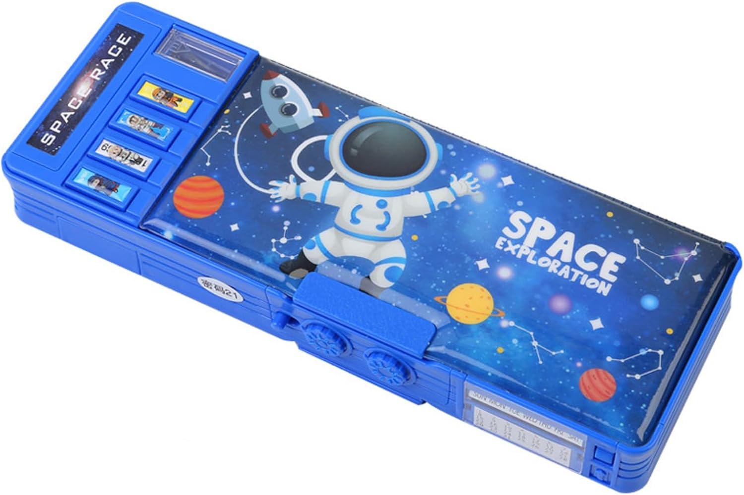 小学生向け ポップアップ式多機能ペンケース シャープナー付き ブルー