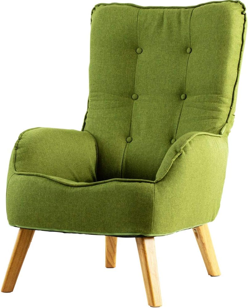 リラックスできるラバーウッド製 1人掛けフロアソファ グリーン HGSF-930