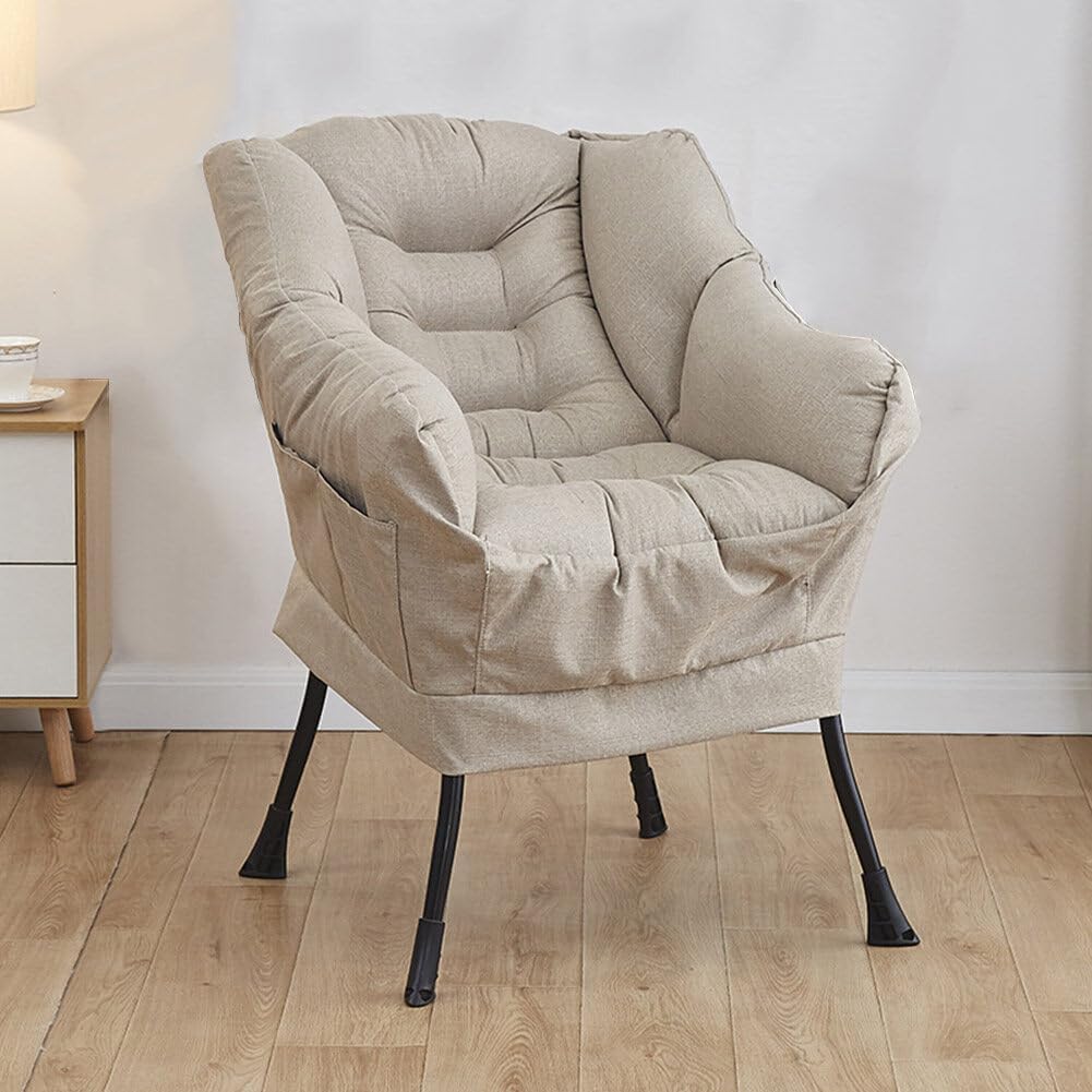 リラックスできるハイバック1人掛けカウチソファー 北欧デザイン ポケット付き