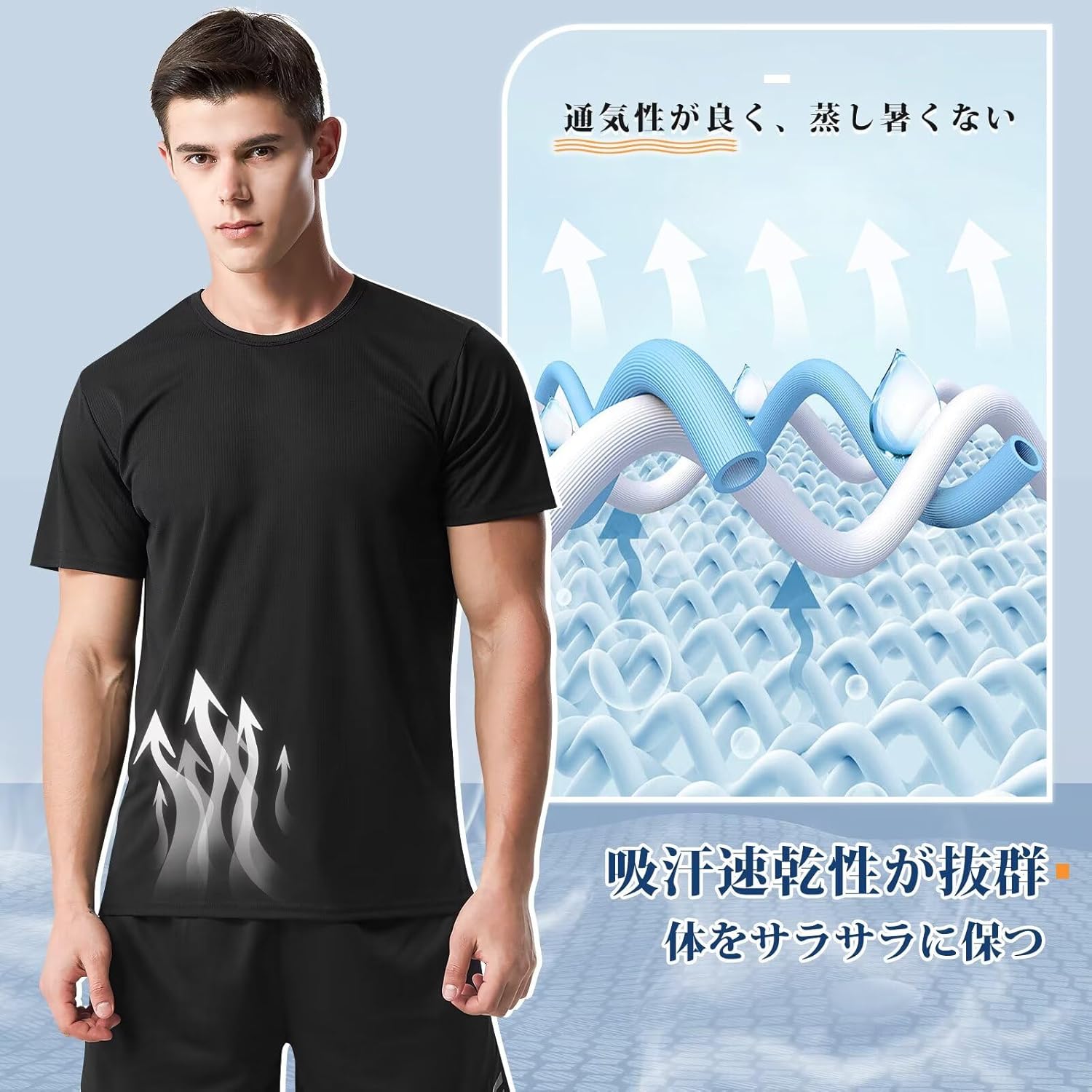速乾大きいサイズ メンズ半袖スポーツTシャツ ランニングウェア 無地