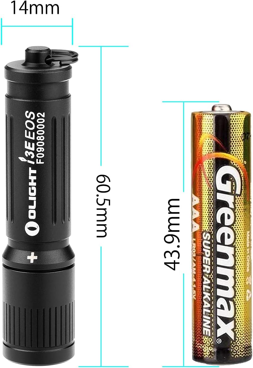 停電対策 LED懐中電灯 I3E EOS ミニサイズ キーホルダーライト ブラック IPX8防水 90ルーメン