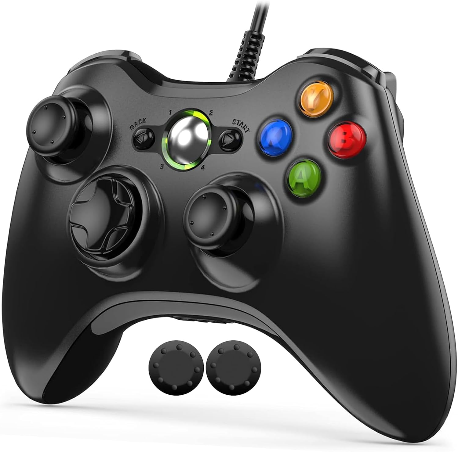 Xbox 360 有線コントローラー [2025年版] PC/Windows対応 高耐久ボタン 人間工学設計 ブラック