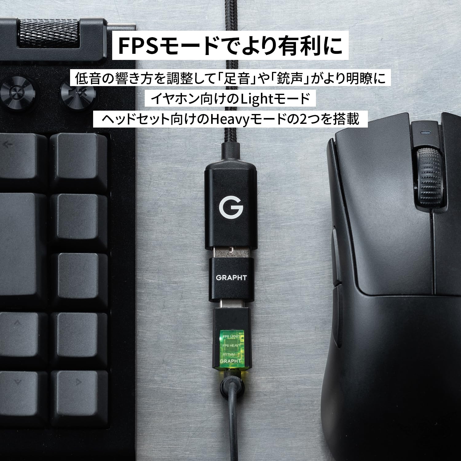 ゲーミング用超小型DAC GRAPHT MINI 32bit/384kHz対応 ヘッドホンアンプ USB Type-C EQモード3種付き