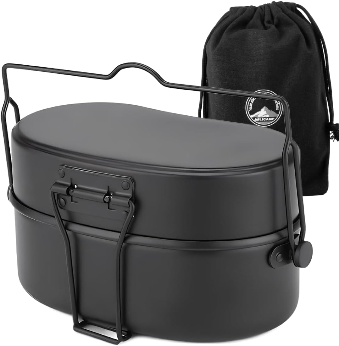 戦闘飯盒2型 厚手キャンプ食器 水蒸気炊飯用ライスクッカー(収納ケース付)