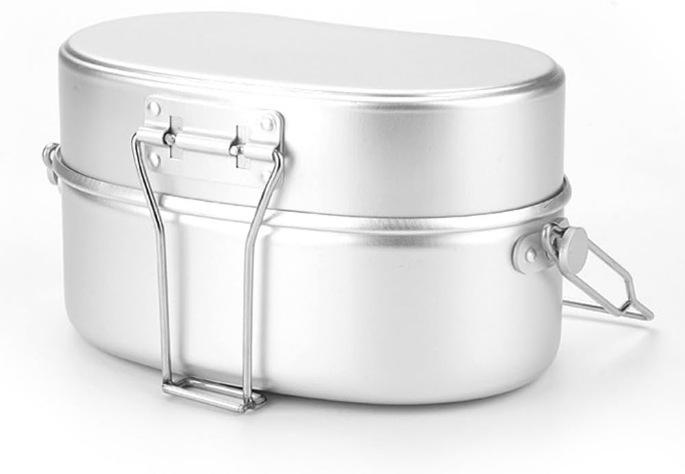 アウトドア用 直火式 2合炊飯器 戦闘飯盒2型 (シルバー)