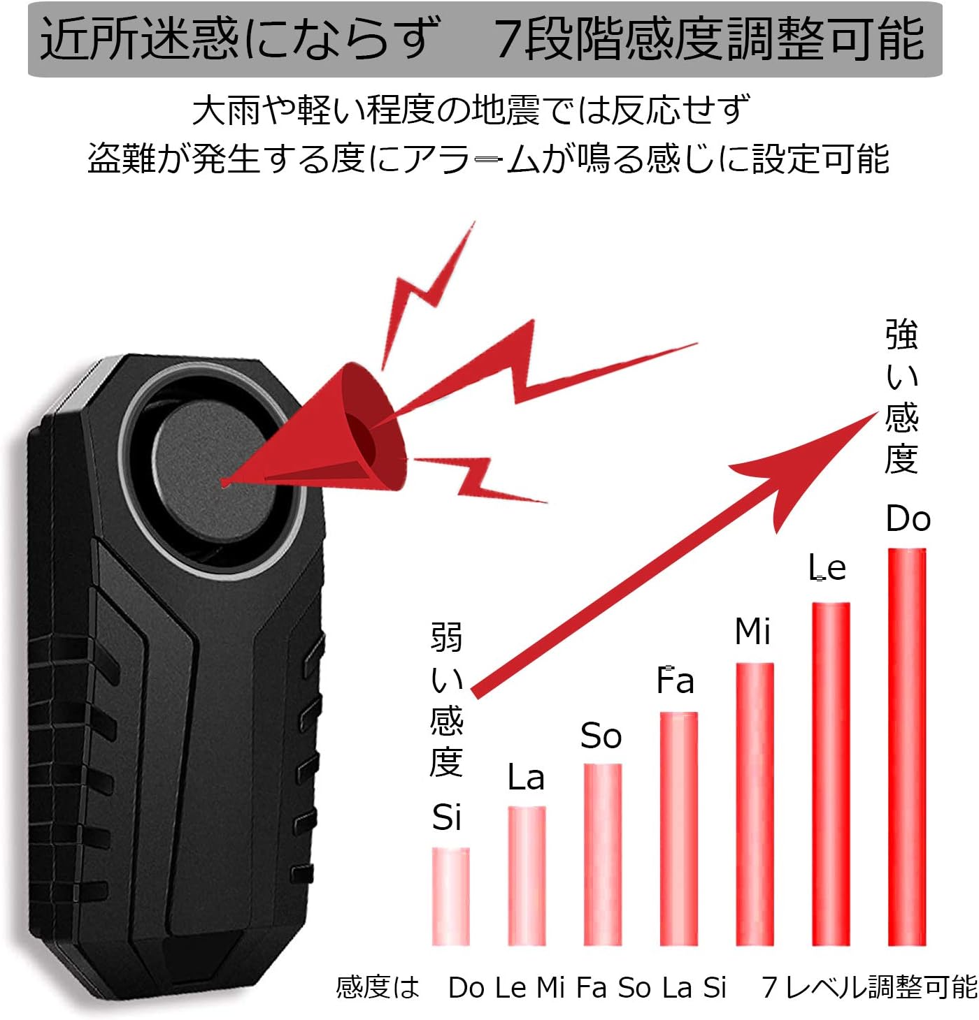 バイク・自転車用防犯アラーム｜リモコン付き・音量調整可能・IP55防水