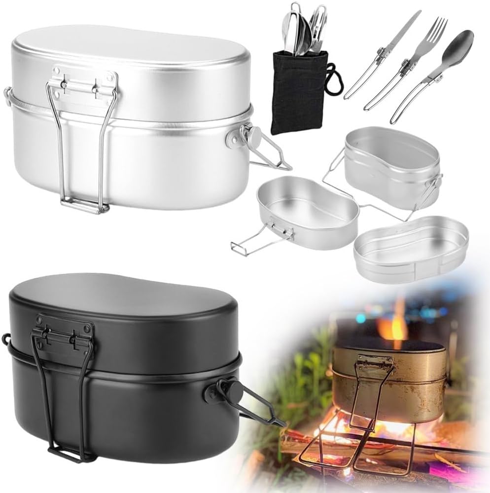 2合飯盒カトラリーセット付き | ソロキャンプ・アウトドア用防災調理器具
