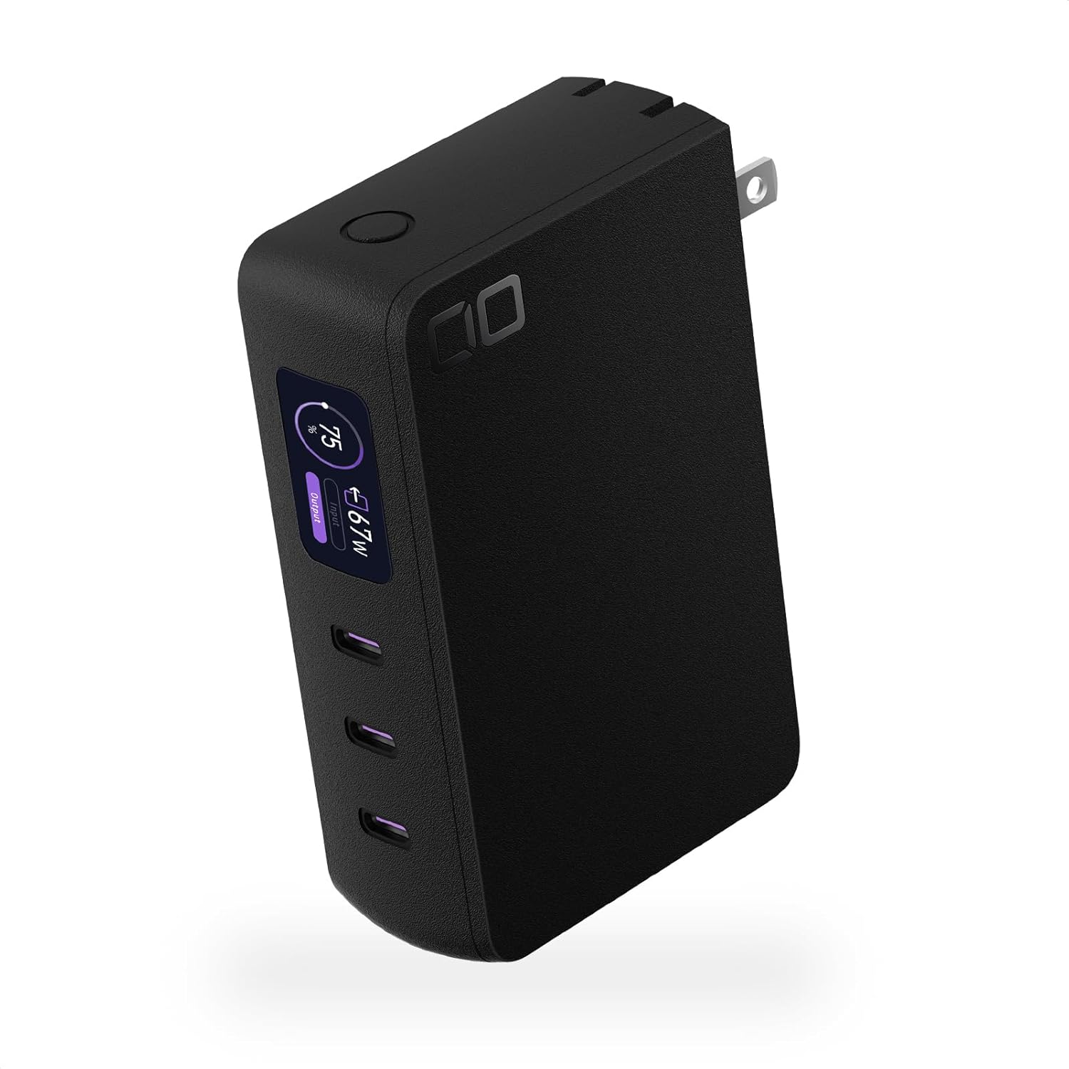 65W急速充電モバイルバッテリー 10000mAh Type-C×3 一体型【ブラック】