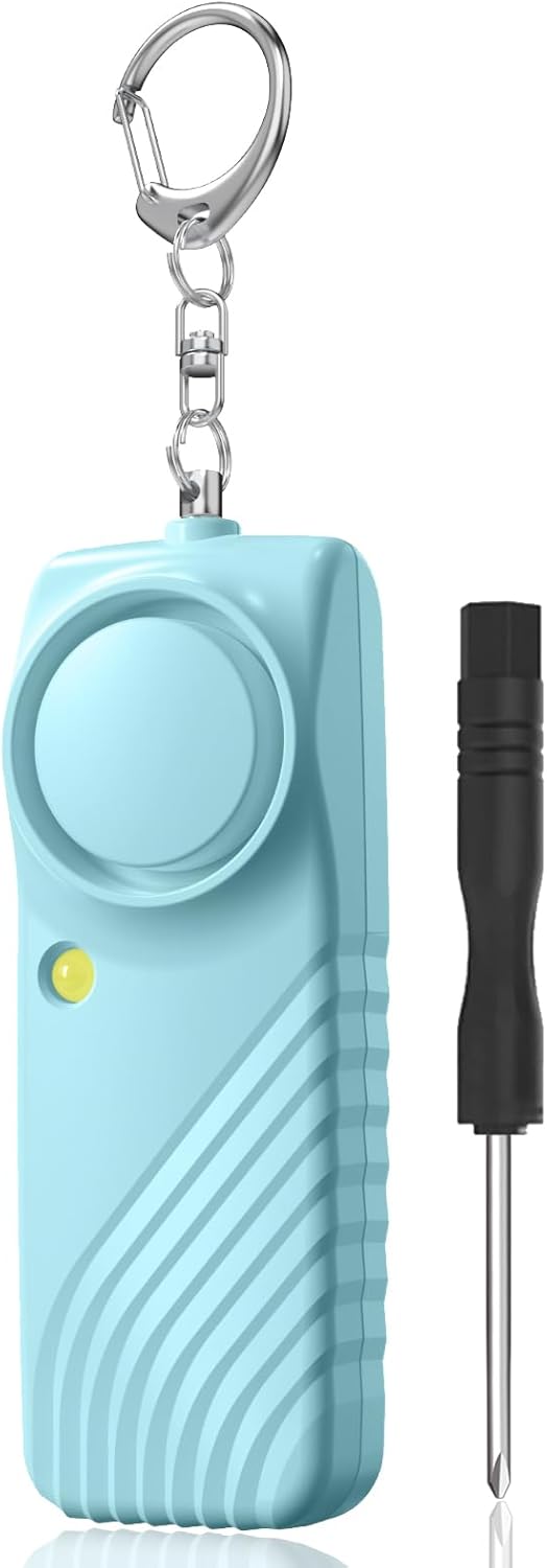 最新型防犯ブザー 130dB 大音量 LEDライト付 防水 携帯便利 小学生・女性向け（ブルー）