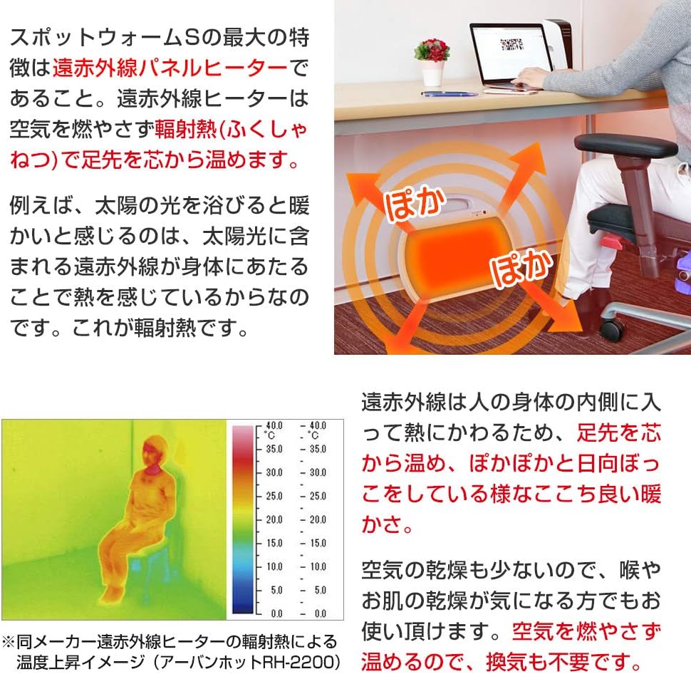 足元ヒーター 貼り付け型 遠赤外線 スポットウォームS RH-153 ゼンケン正規品