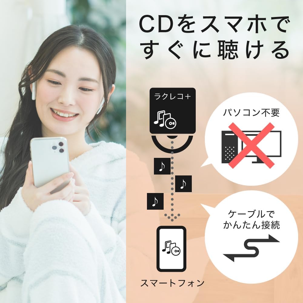 iPhone・Android対応 CD取り込みプレーヤー ホワイト RR-C1-WH/N