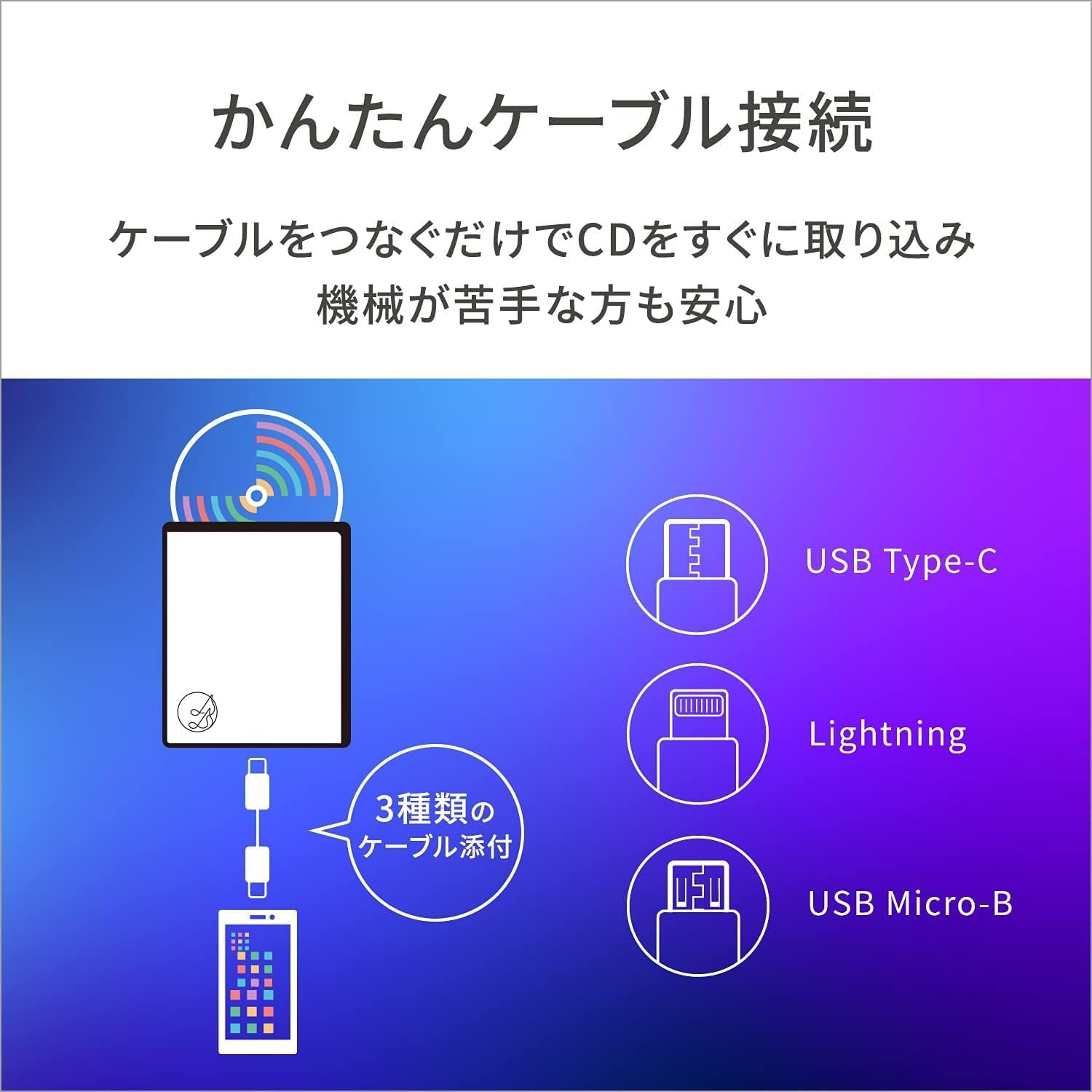 アイ・オー・データ「CDレコ」スマホCD取り込みUSB-C対応【iOS/Android対応】