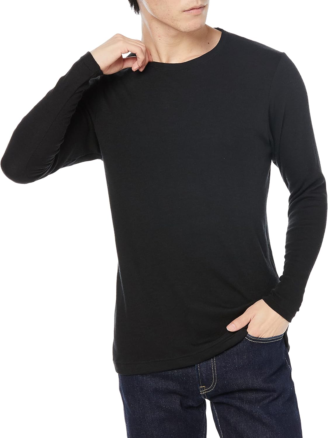 ロングTシャツ メンズ フリース素材 厚手 暖かい インナーシャツ