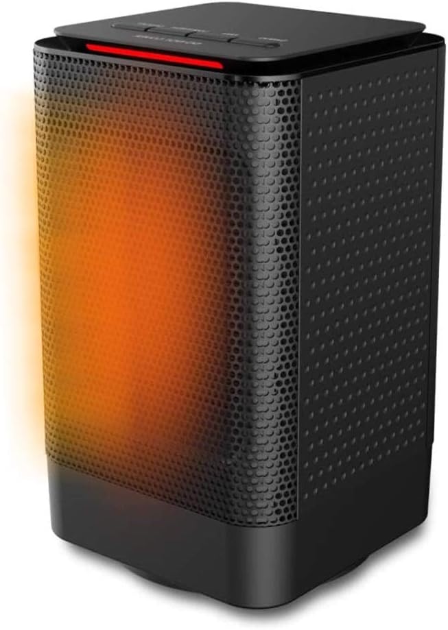 国内メーカー製 コンパクトセラミックヒーター 足元暖房用 速暖 3段階切替 ブラック UP-CF02