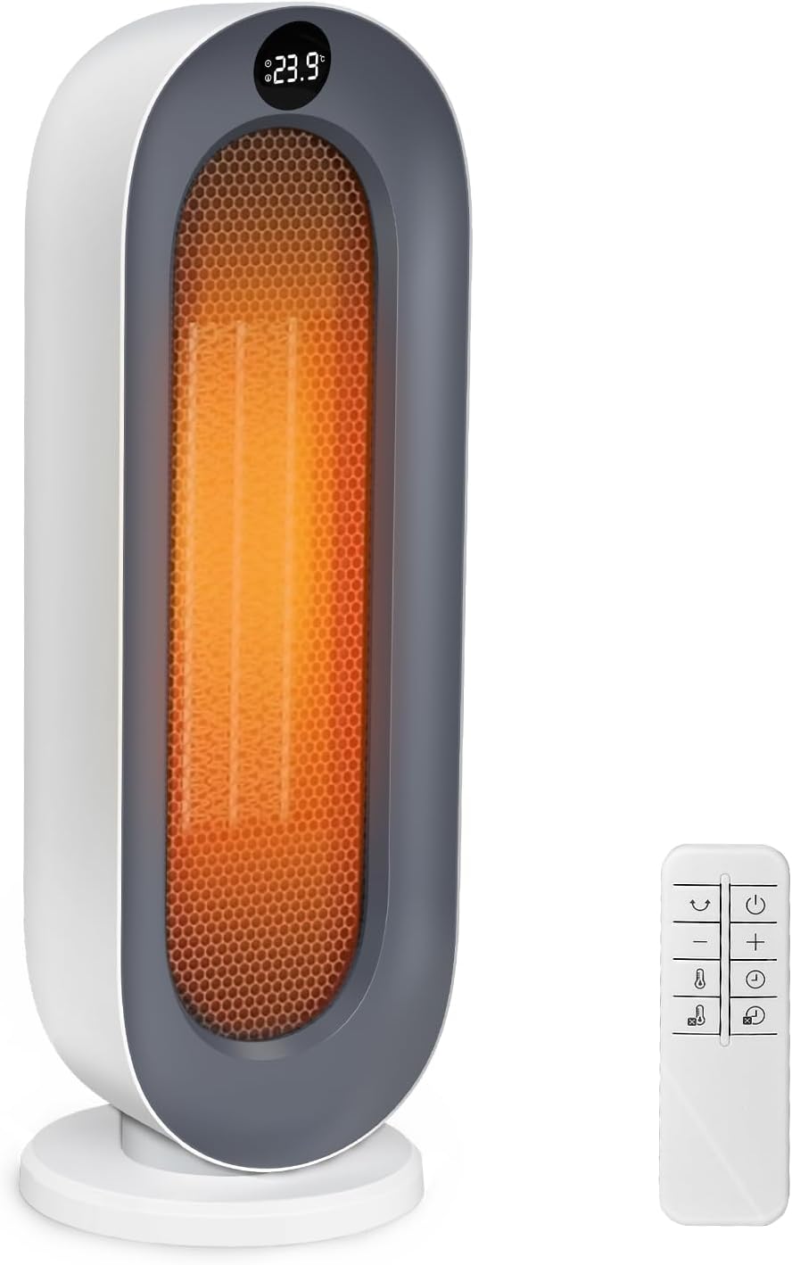 2024年モデル セラミックファンヒーター ECO知能温度調整付き 省エネ800W/1200Wリモコン 大風量 速暖 - 8畳用 ホワイト